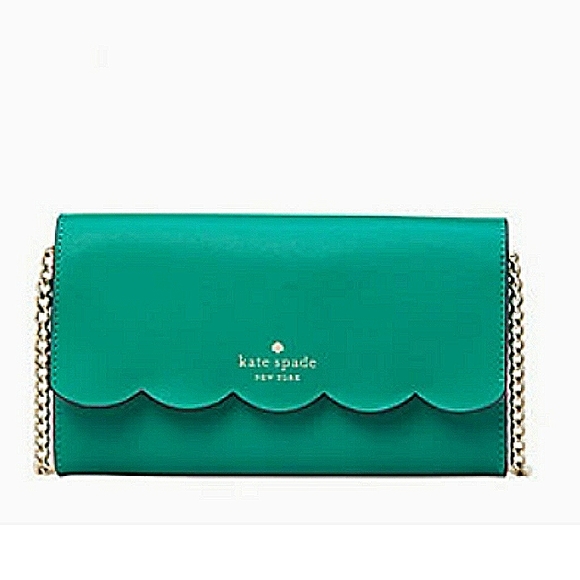 kate spade Handbags - New KATE SPADE Leather Gemma Scalloped Wallet on a Chain Crossbody NWT